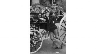 Roy Kellahan, Rodney Scanlan and Beni Paroli​, with a restored buggy in 1959